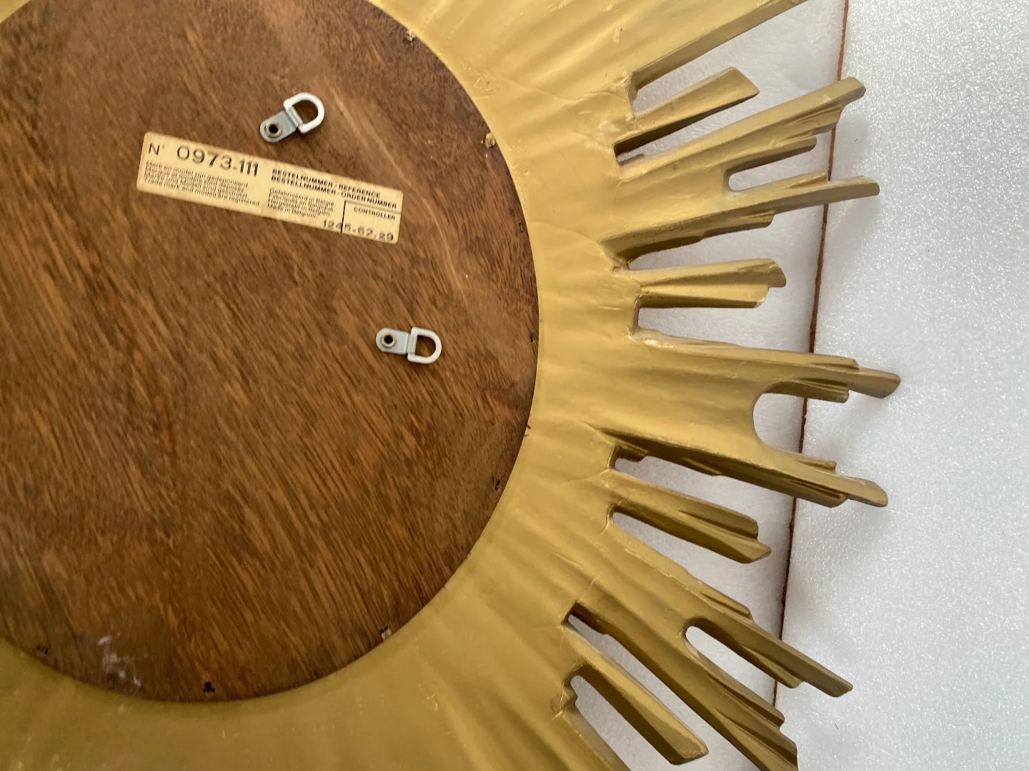 1970′ Oval Sun Mirror, Gold Resin