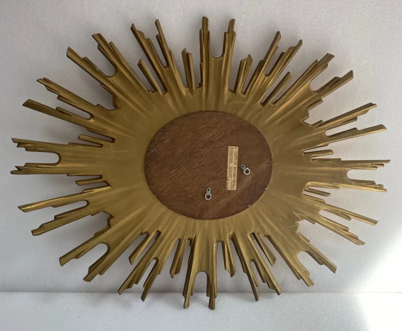 1970′ Oval Sun Mirror, Gold Resin