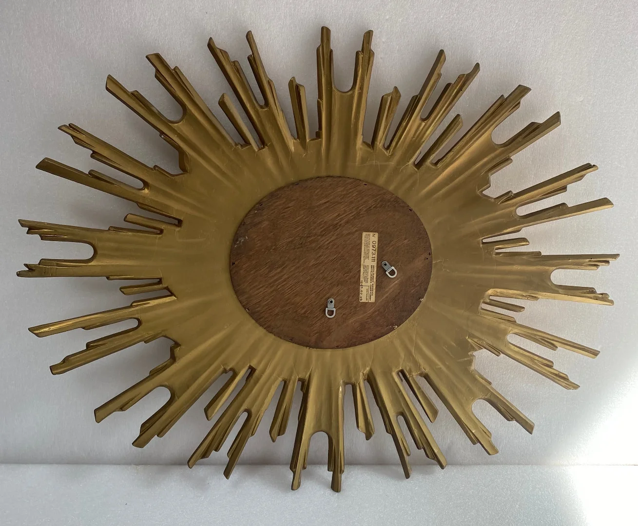 1970′ Oval Sun Mirror, Gold Resin