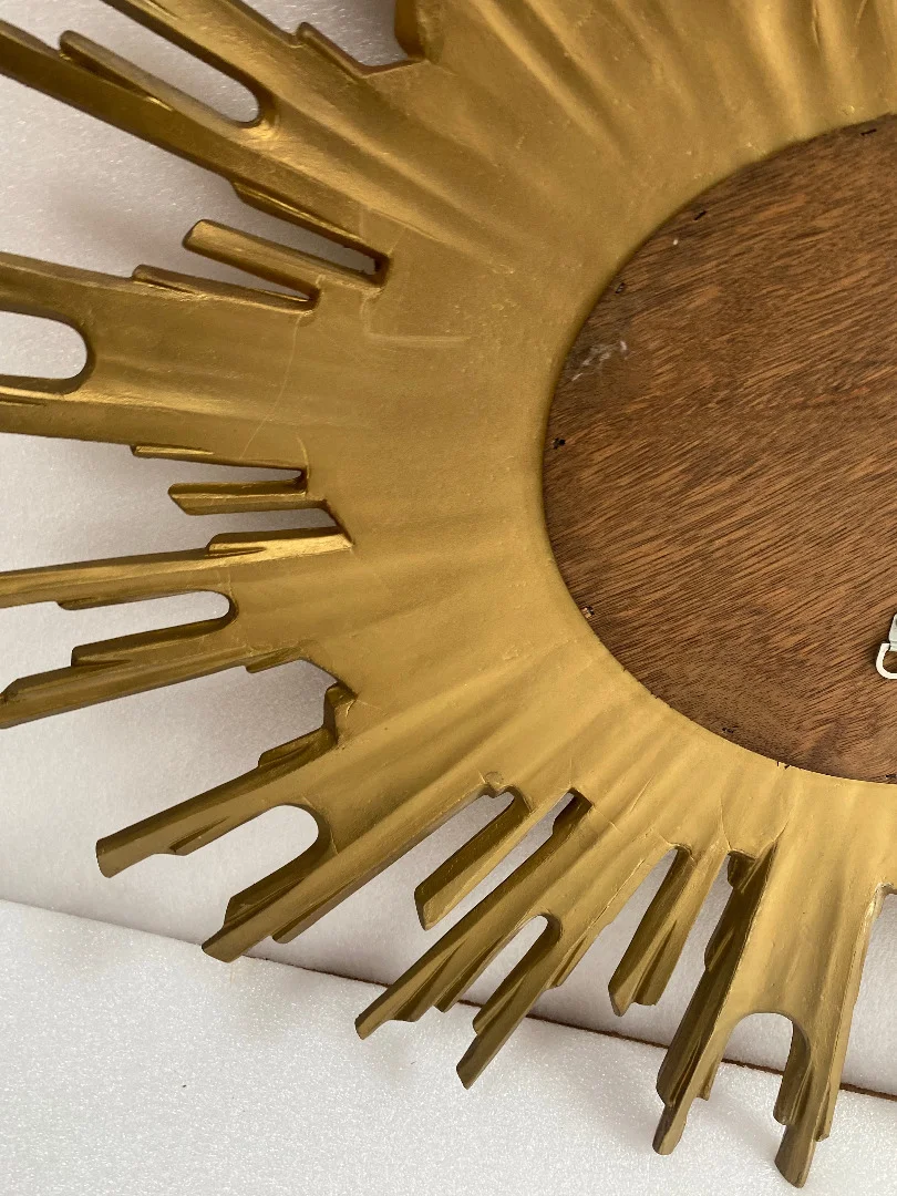 1970′ Oval Sun Mirror, Gold Resin