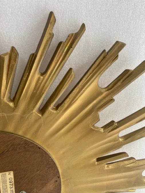 1970′ Oval Sun Mirror, Gold Resin