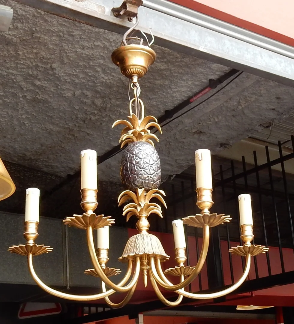 1950-70′ Pair of Maison Charles Style Pineapple Chandeliers