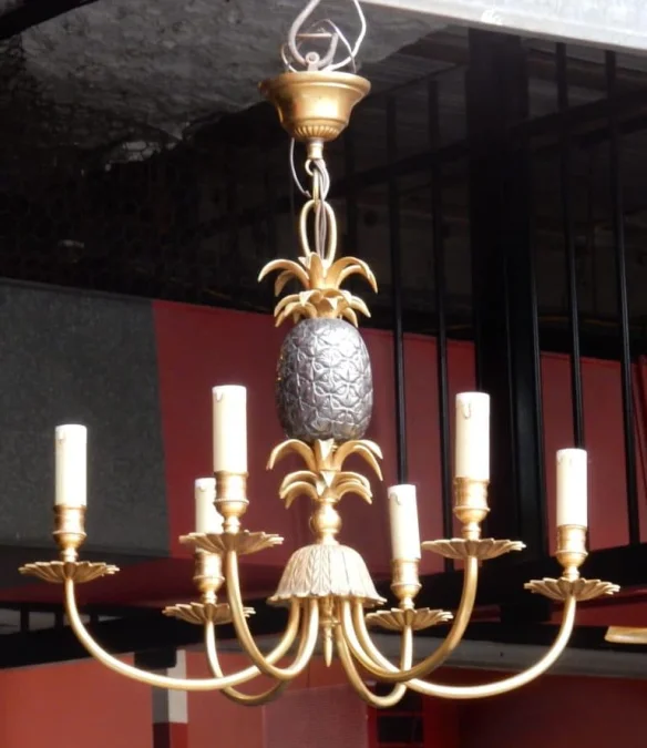 1950-70′ Pair of Maison Charles Style Pineapple Chandeliers