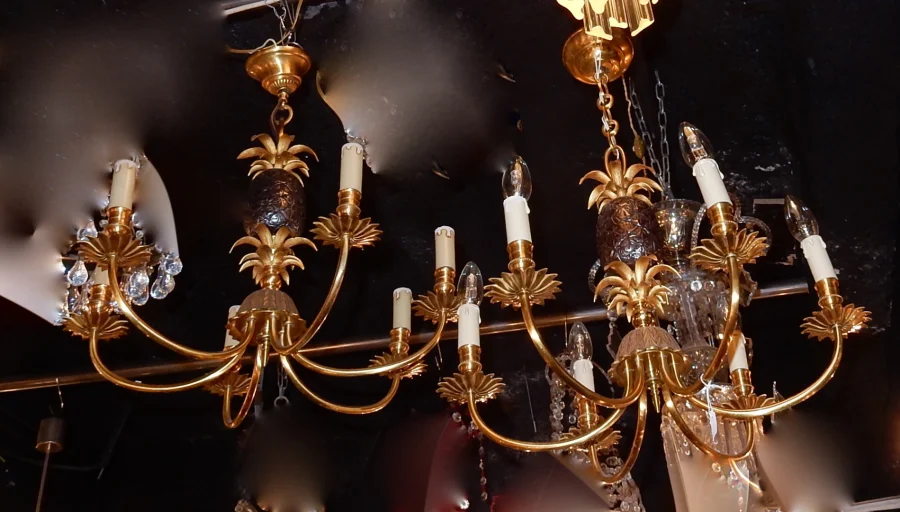 1950-70′ Pair of Maison Charles Style Pineapple Chandeliers