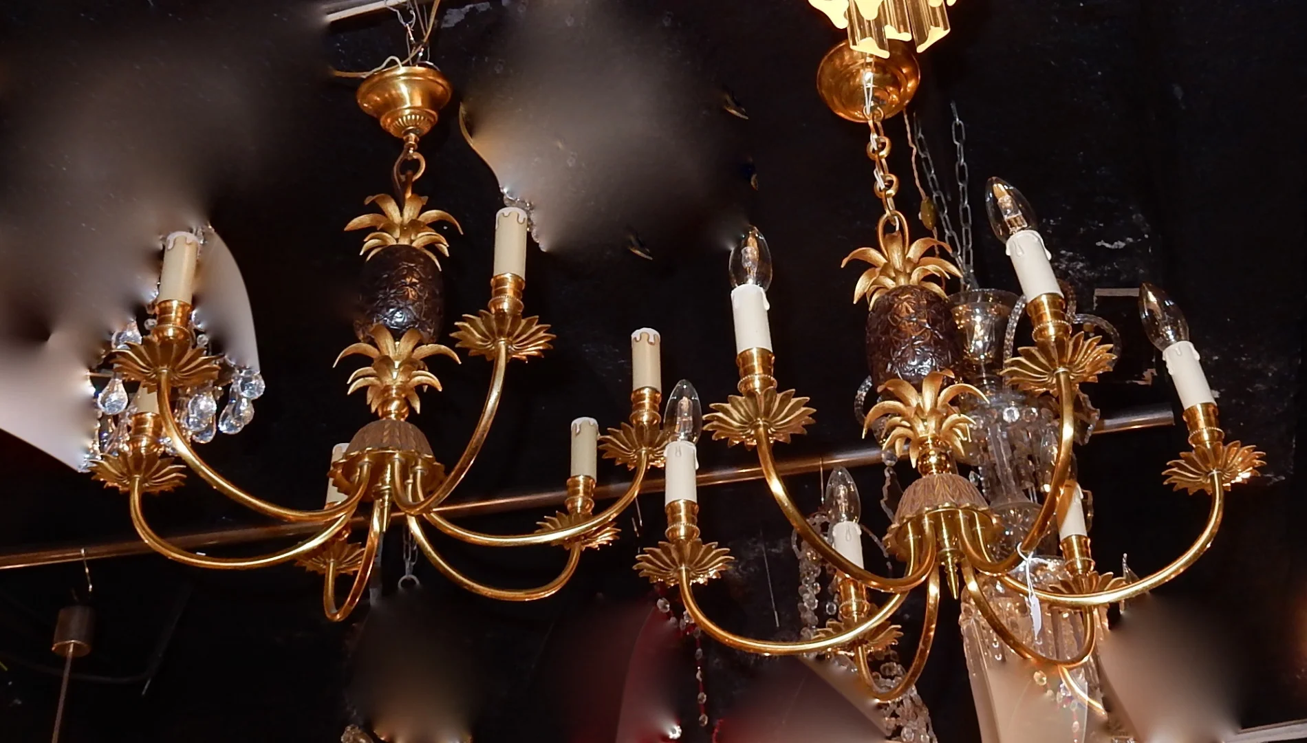 1950-70′ Pair of Maison Charles Style Pineapple Chandeliers
