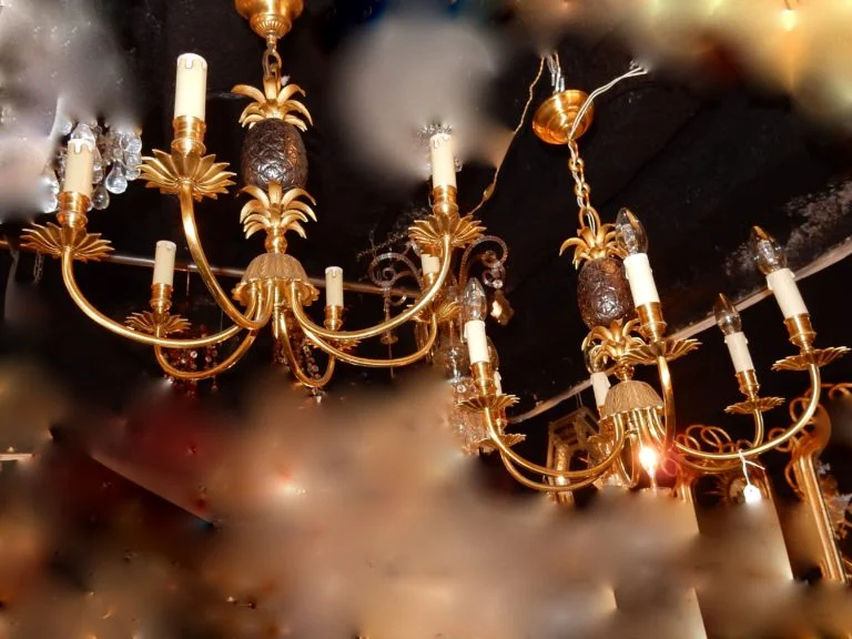 1950-70′ Pair of Maison Charles Style Pineapple Chandeliers
