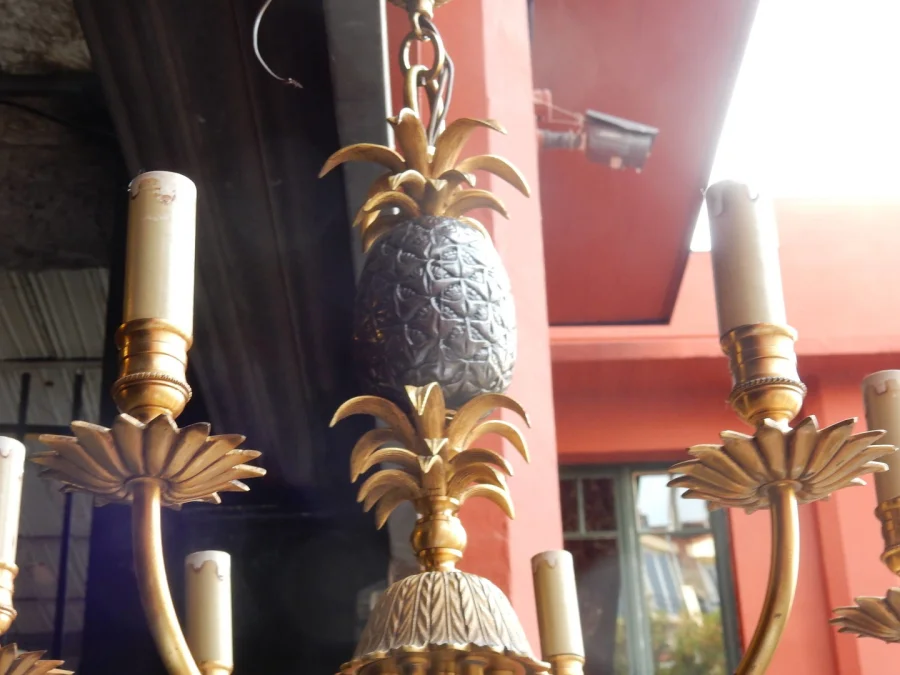 1950-70′ Pair of Maison Charles Style Pineapple Chandeliers