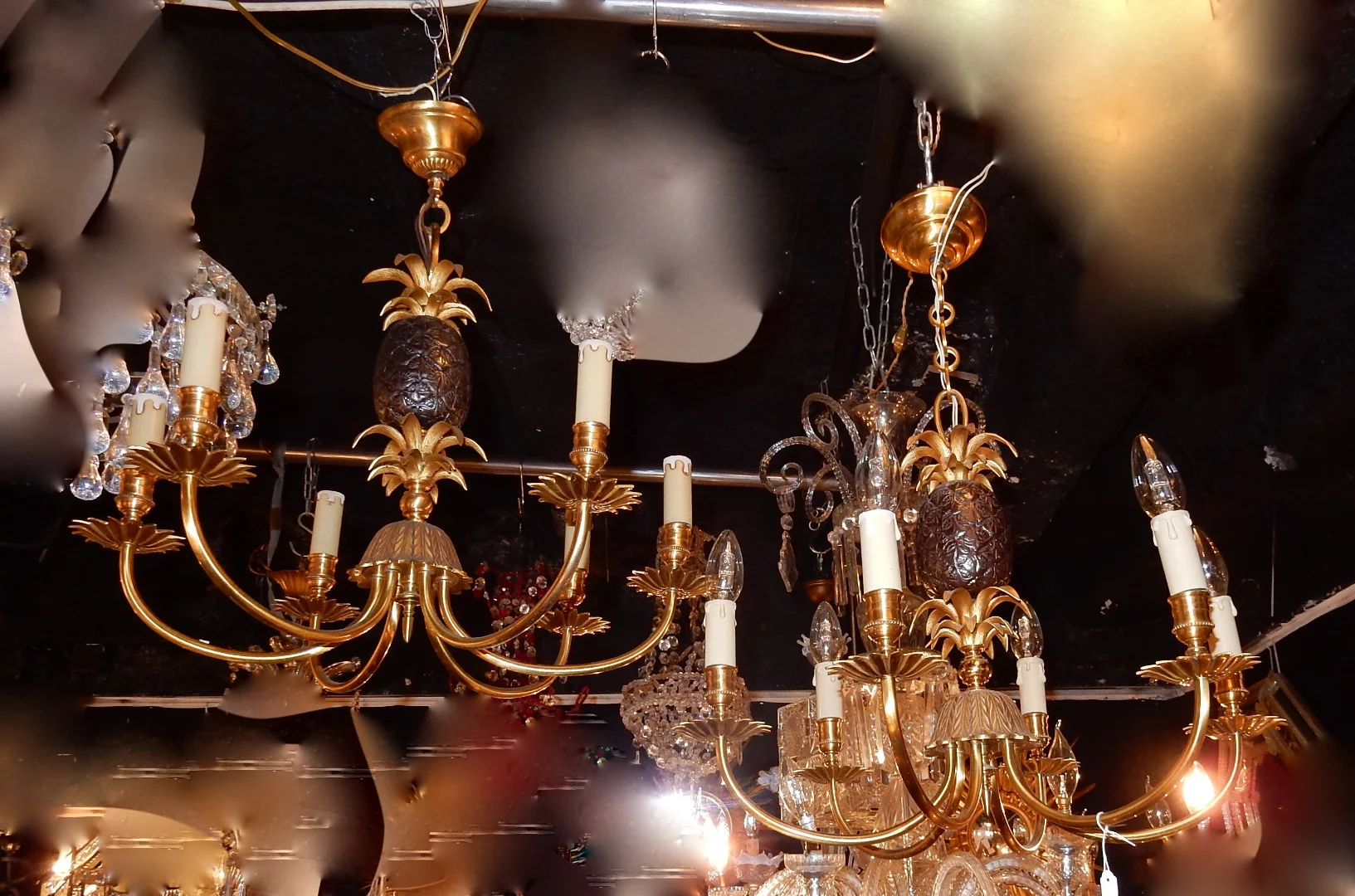 1950-70′ Pair of Maison Charles Style Pineapple Chandeliers