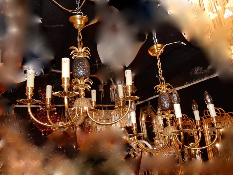 1950-70′ Pair of Maison Charles Style Pineapple Chandeliers