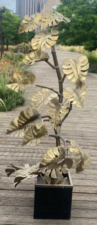 1970′ Sculpture Végétale,Philodendron Par Teychoueres Pour Maison Jansen Paris