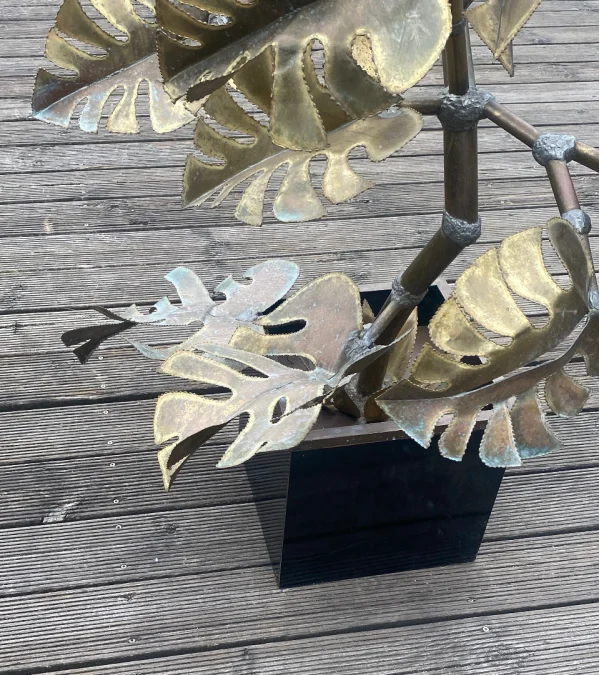 1970′ Plant Sculpture, Philodendron By Teychoueres For Maison Jansen Paris