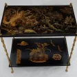1950′ Table Maison Baguès Décor Bambou en Bronze Doré Avec Plateaux Laque de Chine