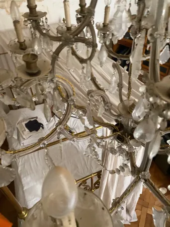 1900′ Lustre Cage 21 Lumiéres Marie Thérèse en Cristal de Bohème