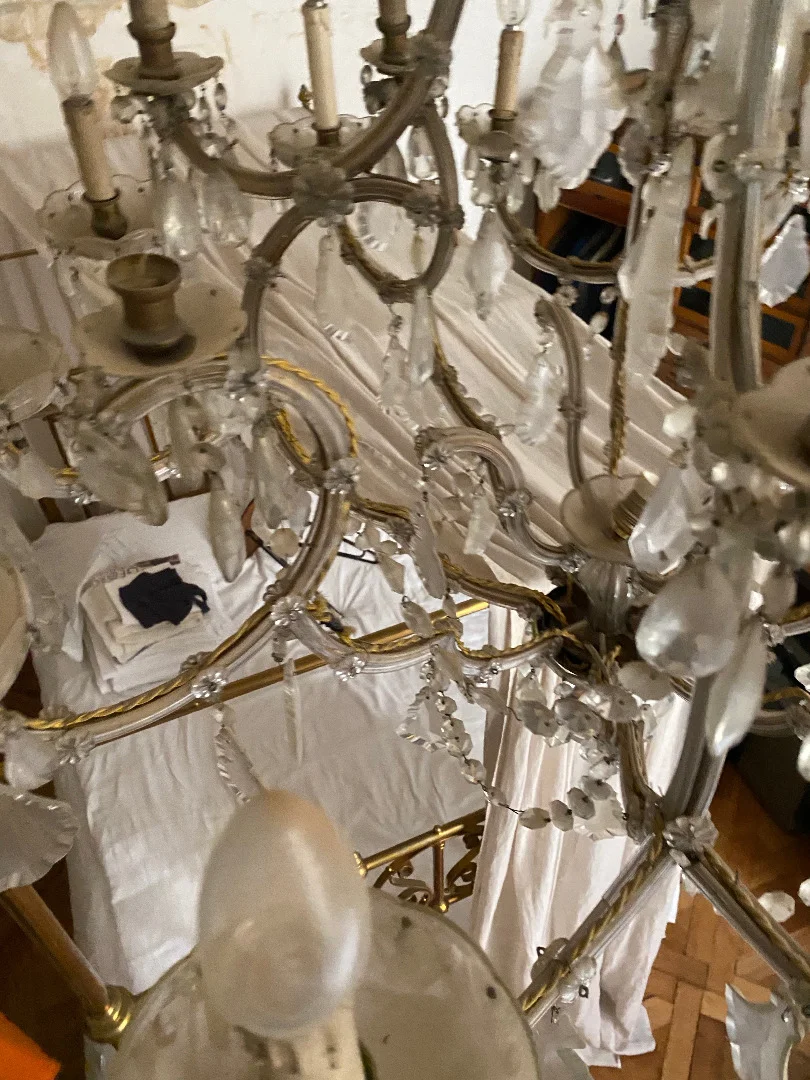 1900′ Marie Thérèse Cage Chandelier 21 Lights in Bohemian Crystal