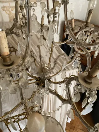 1900′ Lustre Cage 21 Lumiéres Marie Thérèse en Cristal de Bohème
