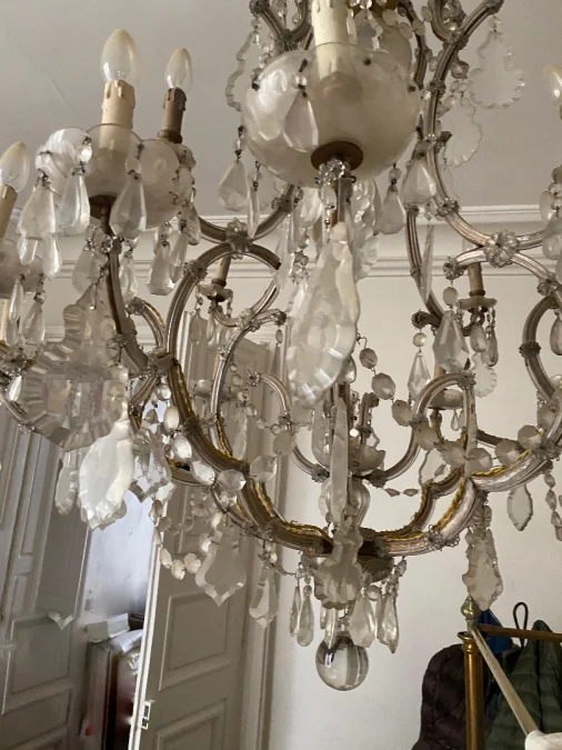 1900′ Lustre Cage 21 Lumiéres Marie Thérèse en Cristal de Bohème