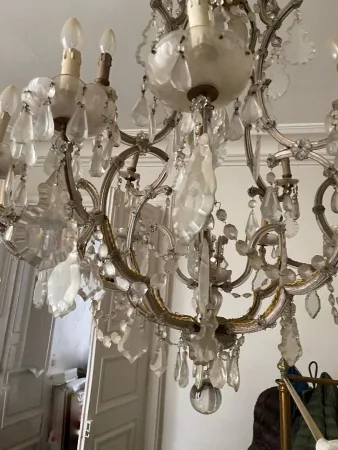 1900′ Lustre Cage 21 Lumiéres Marie Thérèse en Cristal de Bohème