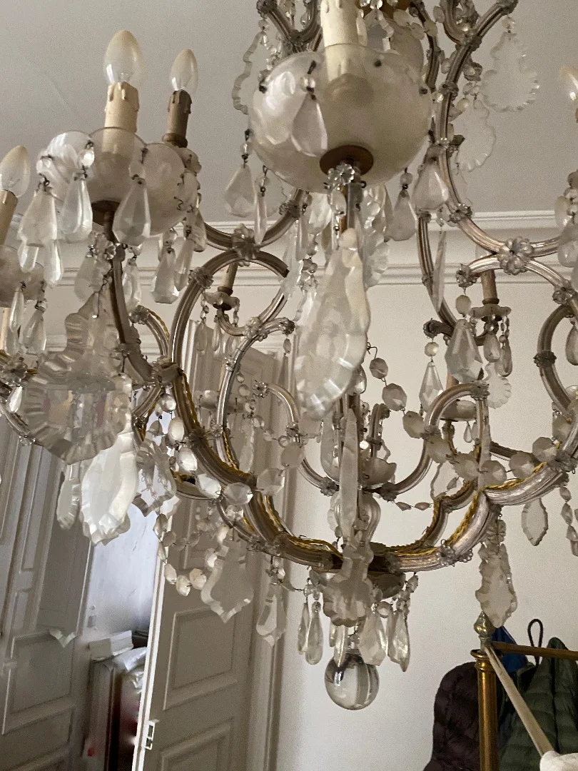 1900′ Marie Thérèse Cage Chandelier 21 Lights in Bohemian Crystal