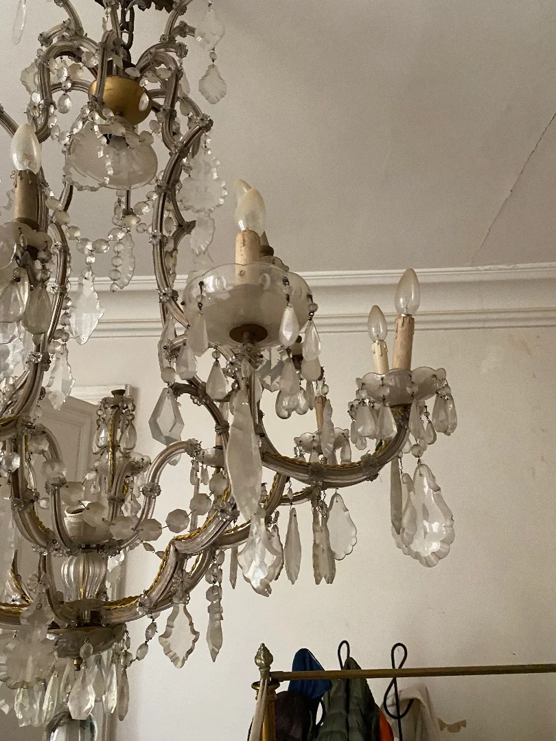 1900′ Marie Thérèse Cage Chandelier 21 Lights in Bohemian Crystal