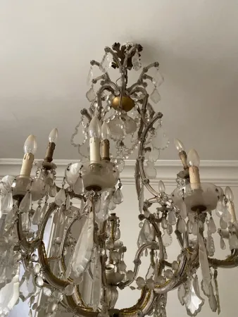 1900′ Lustre Cage 21 Lumiéres Marie Thérèse en Cristal de Bohème