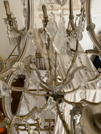 1900′ Lustre Cage 21 Lumiéres Marie Thérèse en Cristal de Bohème