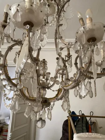 1900′ Lustre Cage 21 Lumiéres Marie Thérèse en Cristal de Bohème