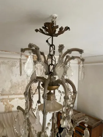 1900′ Lustre Cage 21 Lumiéres Marie Thérèse en Cristal de Bohème