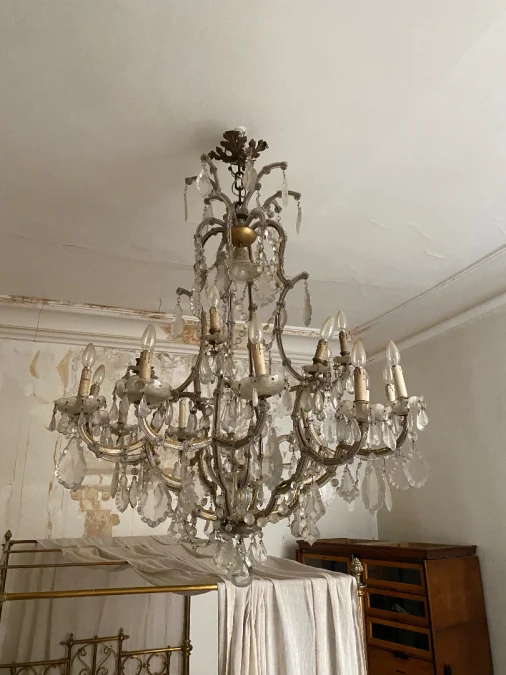 1900′ Lustre Cage 21 Lumiéres Marie Thérèse en Cristal de Bohème