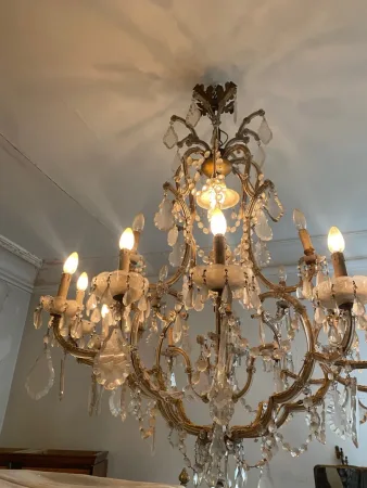 1900′ Lustre Cage 21 Lumiéres Marie Thérèse en Cristal de Bohème