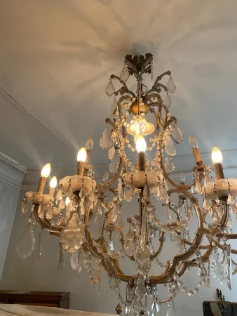 1900′ Lustre Cage 21 Lumiéres Marie Thérèse en Cristal de Bohème