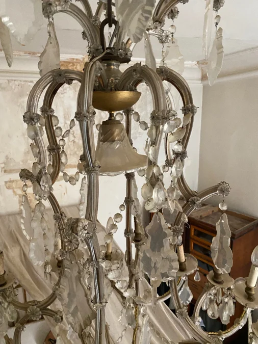 1900′ Lustre Cage 21 Lumiéres Marie Thérèse en Cristal de Bohème