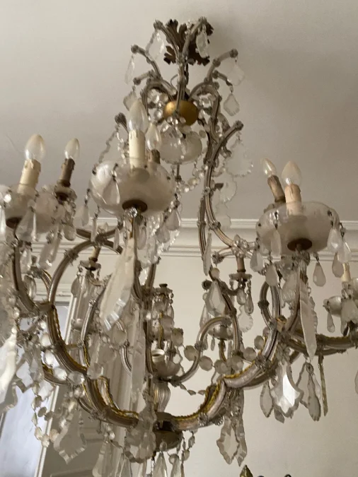 1900′ Lustre Cage 21 Lumiéres Marie Thérèse en Cristal de Bohème