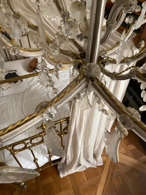 1900′ Lustre Cage 21 Lumiéres Marie Thérèse en Cristal de Bohème