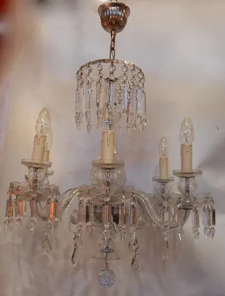 1950′ Lustre en Cristal de Bohême Ou Baccarat 6 Bras