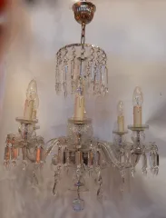 1950′ Lustre en Cristal de Bohême Ou Baccarat 6 Bras