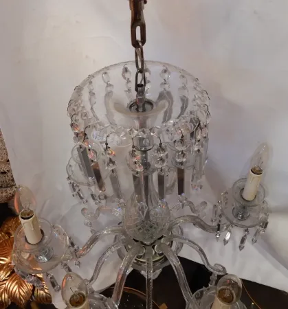 1950′ Lustre en Cristal de Bohême Ou Baccarat 6 Bras