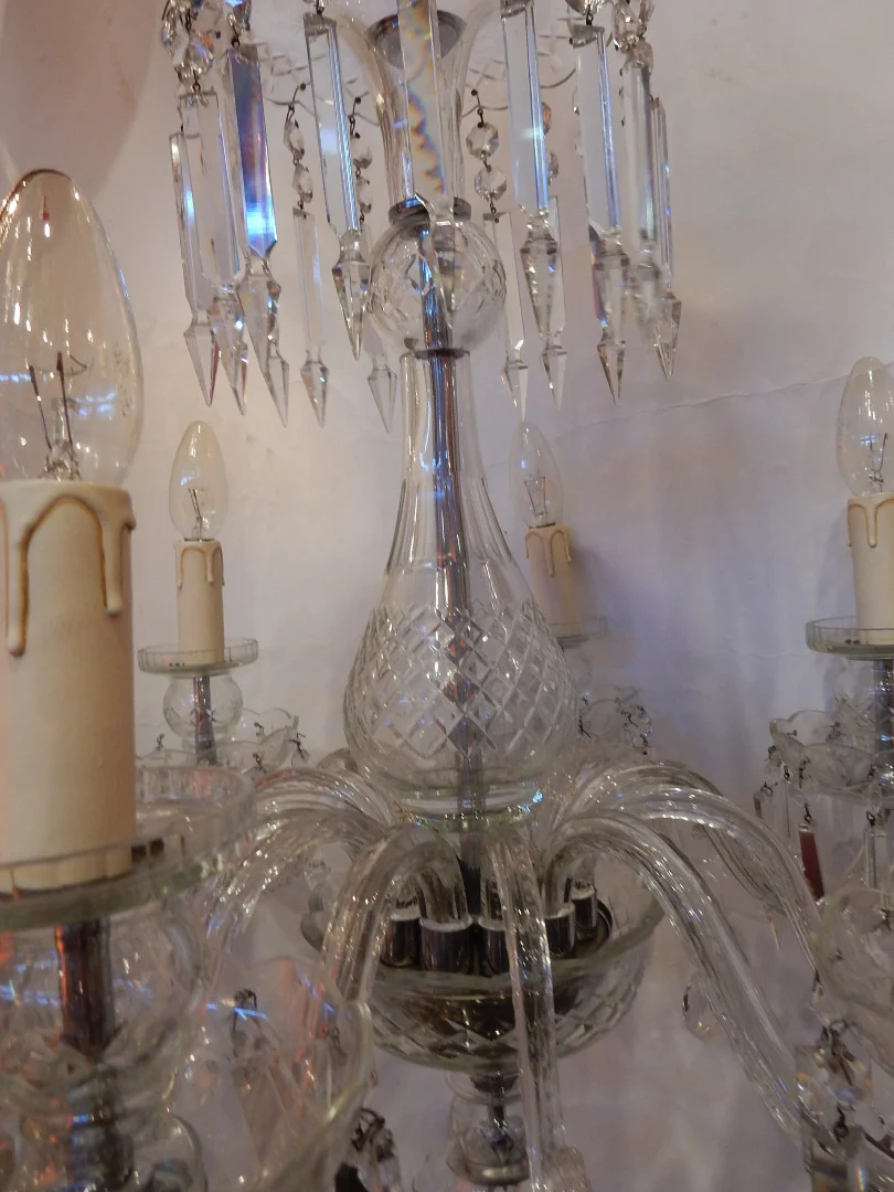 1950′ Lustre en Cristal de Bohême Ou Baccarat 6 Bras