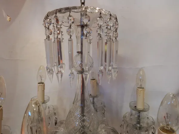 1950′ Lustre en Cristal de Bohême Ou Baccarat 6 Bras