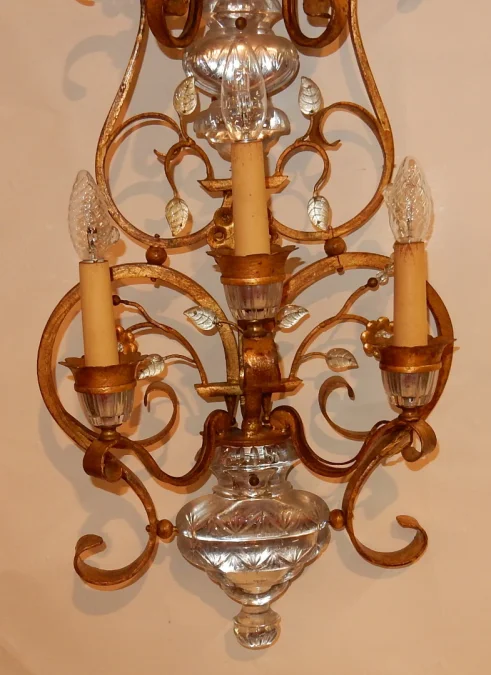 1970′ Maison Baguès Or Banci Style Wall Lamp 5 Lamps