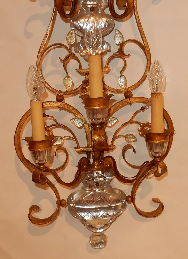 1970′ Maison Baguès Or Banci Style Wall Lamp 5 Lamps
