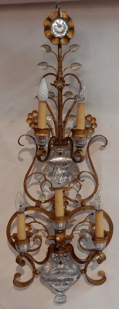1970′ Maison Baguès Or Banci Style Wall Lamp 5 Lamps