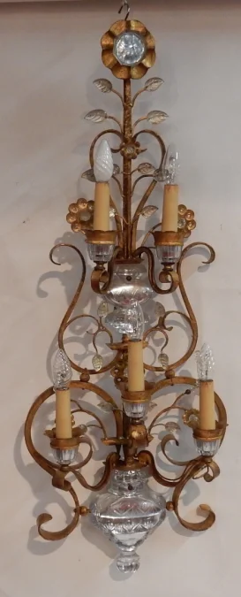 1970′ Maison Baguès Or Banci Style Wall Lamp 5 Lamps