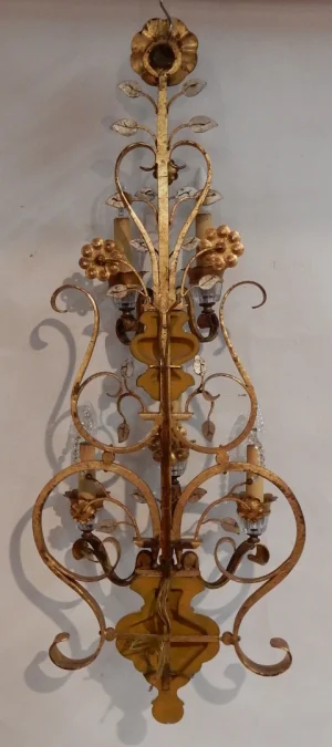 1970′ Maison Baguès Or Banci Style Wall Lamp 5 Lamps