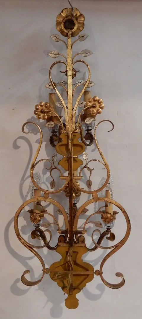 1970′ Maison Baguès Or Banci Style Wall Lamp 5 Lamps