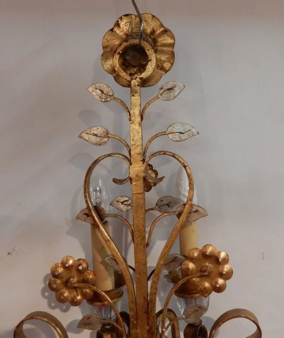 1970′ Maison Baguès Or Banci Style Wall Lamp 5 Lamps