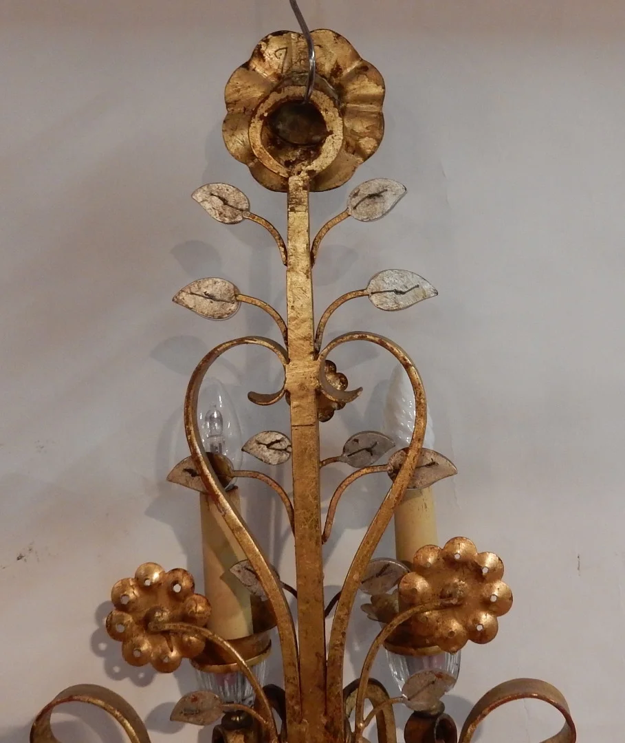 1970′ Maison Baguès Or Banci Style Wall Lamp 5 Lamps