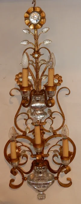 1970′ Maison Baguès Or Banci Style Wall Lamp 5 Lamps