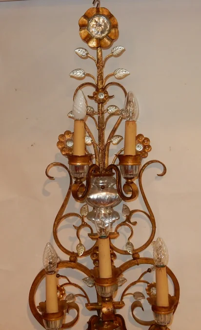 1970′ Maison Baguès Or Banci Style Wall Lamp 5 Lamps