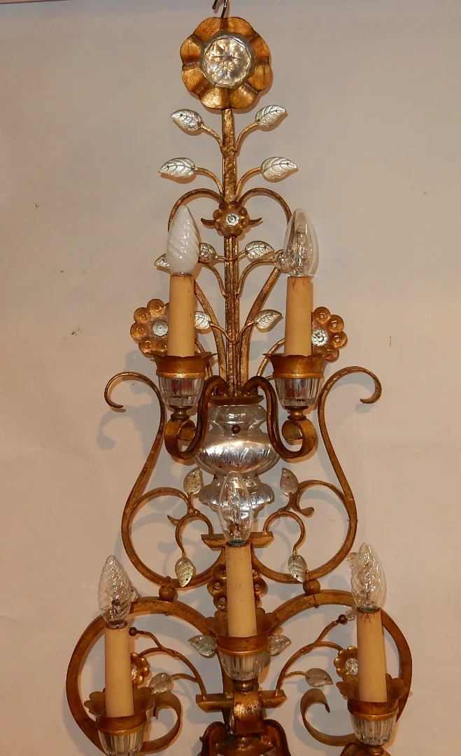 1970′ Maison Baguès Or Banci Style Wall Lamp 5 Lamps