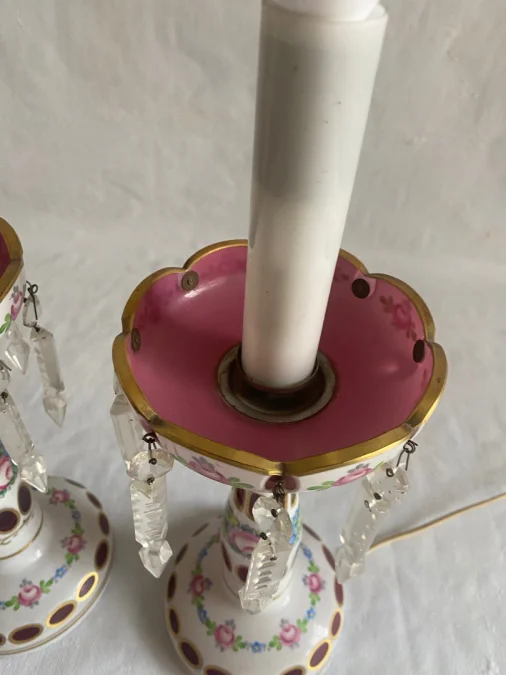 1970′ Pair of Baccarat Overlay Lamps